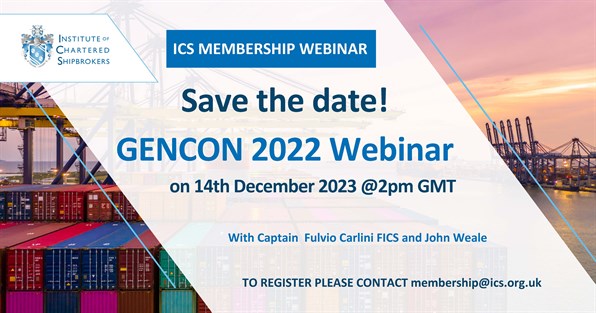 Institute of Chartered Shipbrokers GENCON WEBINAR 14 Dec 2023